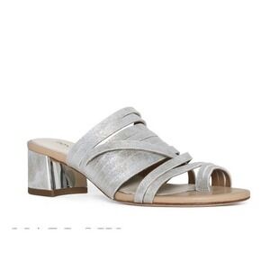 Donald Pliner Women's Marlow Heeled Sandal Silver Crinkle Metallic 9.5M